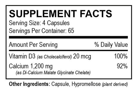 Calcium Malate Chelate plus Vitamin D3 - Vita4Life Bariatric Supplement Formula - 260 Count