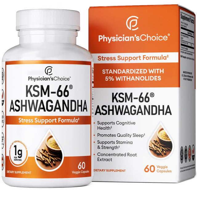 Physician'S Choice KSM 66 Ashwagandha Capsules, 1000Mg, 60 Ct.