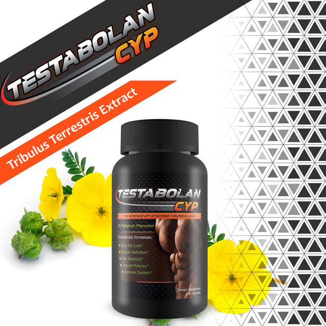 Testabolan Cyp- Natural Testosterone Booster- Promotes Body Fat Loss, Muscle Definition, Skin Elasticity, Immune System- Dietary Supplement 60 Capsules