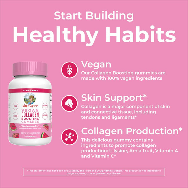 Vegan Collagen Boosting Gummies for Hair Skin & Nail Health by Maryruth'S