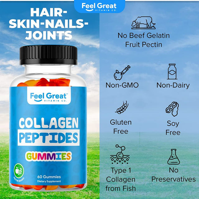 Collagen Gummies with Biotin, Vitamin C and E, Zinc | Supports Hair Growth Healthy Skin, Nails & Provides Joint Support | Collagen Peptide Supplement Gummies