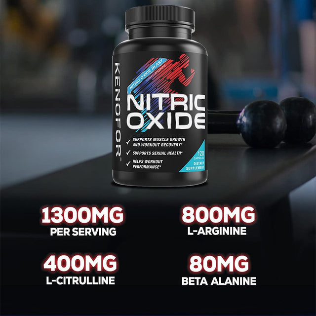 KENOFOR Ultra Strength Nitric Oxide Supplement Capsules, L-Arginine 3X Strength - Advanced Muscle Support Nitrate Booster for Increased Intensity of Strength and Energy Training