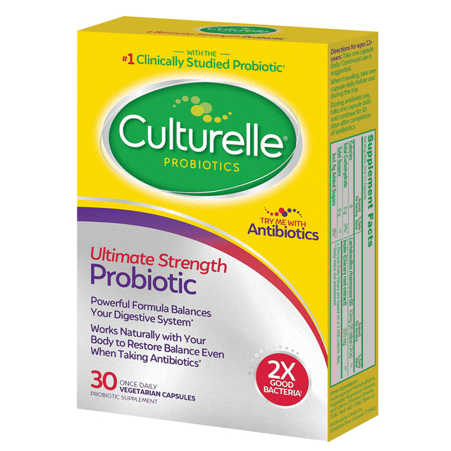 Culturelle Ultimate Strength Probiotic Capsules for Digestive Health for Men and Women, 30 Count