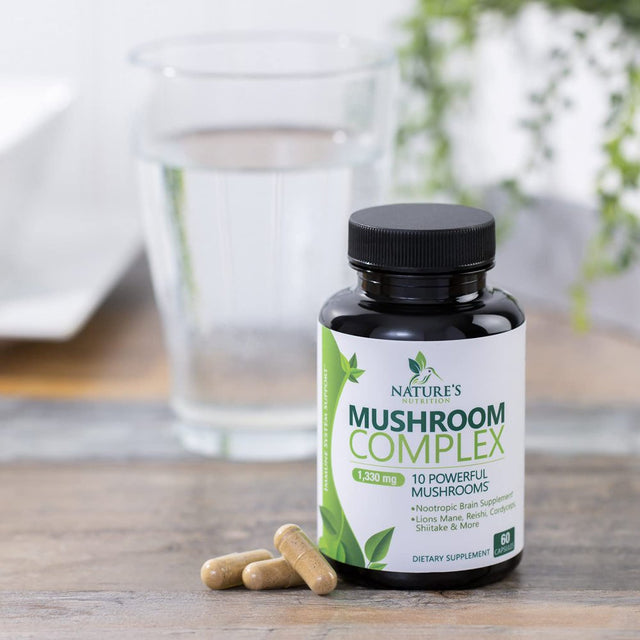 Mushroom Supplement - 10 Mushroom Complex Blend - Lions Mane, Reishi, Turkey Tail, Chaga, Cordyceps, Shiitake, Maitake - Nootropic Brain Supplement, Memory, Focus, Immune Health Support - 60 Count