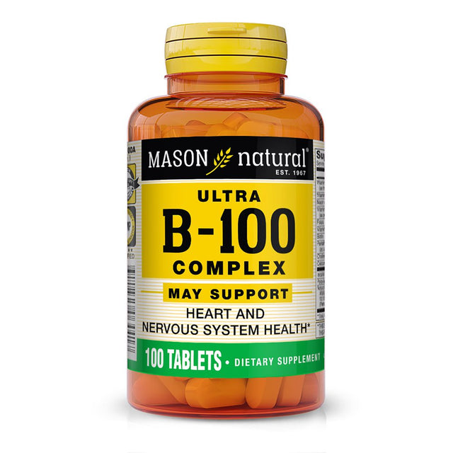 Mason Natural Ultra B-100 Complex - Healthy Heart and Nervous System, Improves Immune Function and Energy Metabolism, 100 Tablets