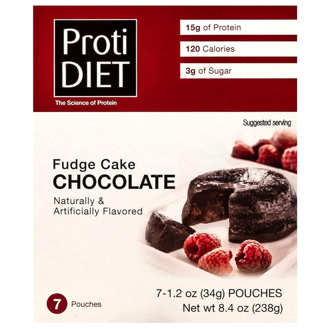 Protidiet Dessert - Chocolate Fudge Cake - 7 Servings - High Protein 15G - Low Calorie - Low Fat - Ideal Protein Compatible