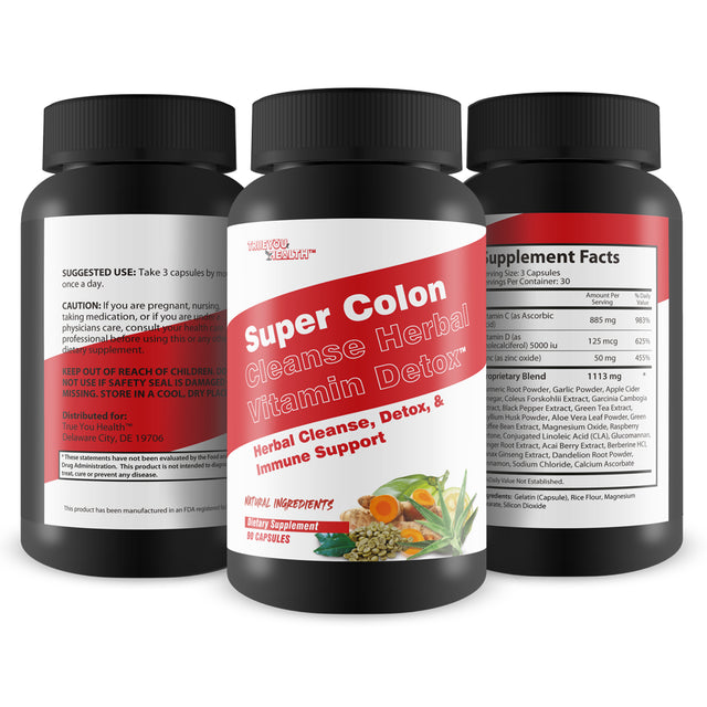 Super Colon Cleanse Herbal Vitamin Detox - Herbal Cleanse, Detox, & Immune Support - Promote Healthy Digestion & Constipation Relief with Psyllium & Magnesium Oxide - Weight Loss Cleanse