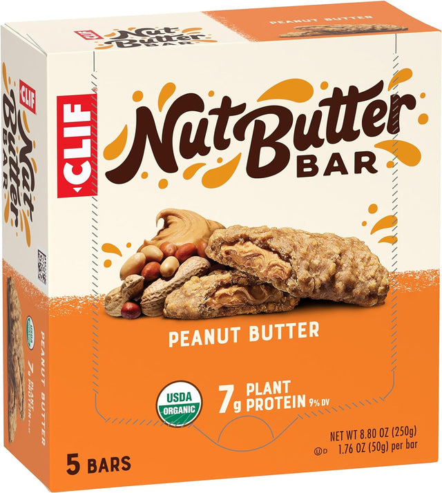 CLIF Nut Butter Bar - Peanut Butter - Filled Energy Bars - Non-Gmo - USDA Organic - Plant-Based - Low Glycemic - 1.76 Oz. (5 Pack)