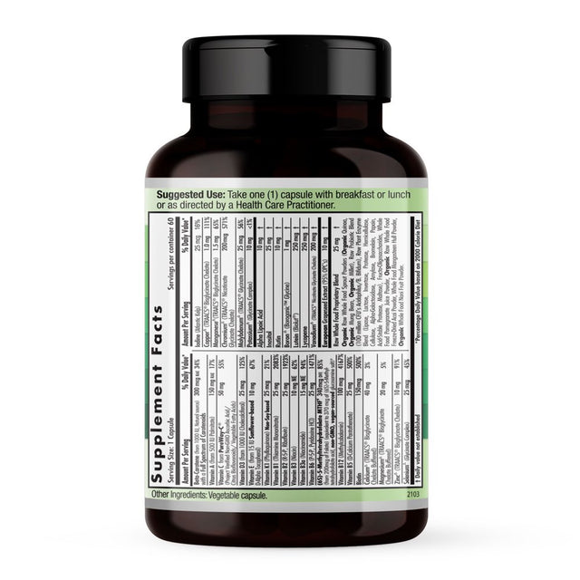 Emerald Labs Complete 1-Daily Multi - Multivitamin with Vitamins and Mineral to Support Heart, Bones, and Immune System - 60 Vegetable Capsules