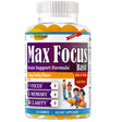 Max Focus Basic Kids Brain Booster Supplement with Omega 3 6 9 + DHA, Brain Supplements for Memory and Focus, Vision, Heart Health, Attention, Mood, Fruity Flavored Non-Gmo- 60 Gummies