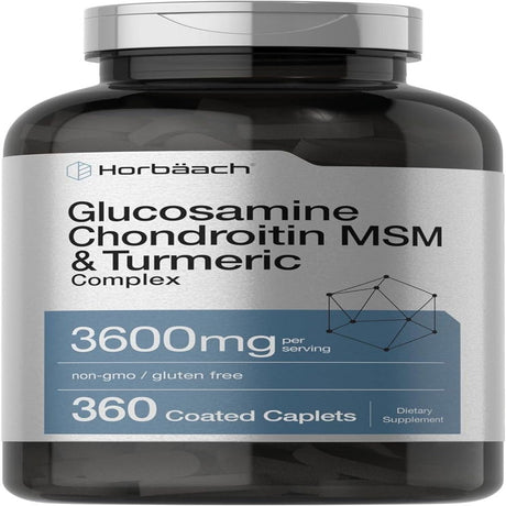 Glucosamine Chondroitin with MSM and Turmeric | 3600 Mg | 360 Caplets |By Horbaach