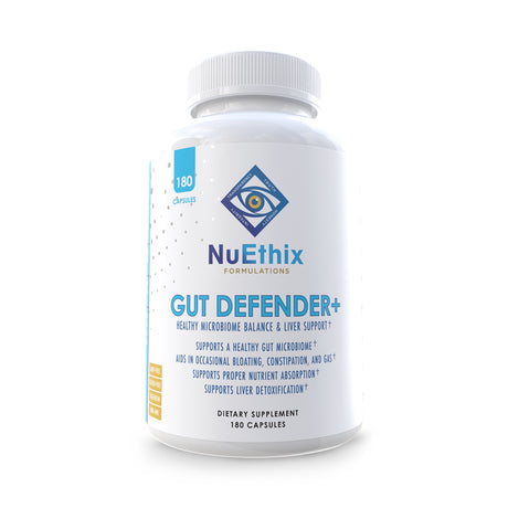 Nuethix Gut Defender+ Total Microbiome Balance Dietary Supplement with Amino Acids and Vitamins, 180 Capsules, 90 Servings