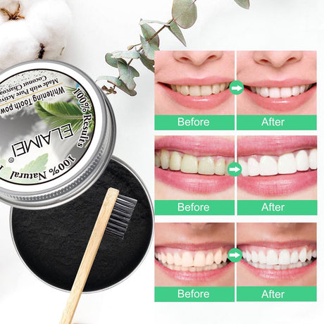 Yayiaclooher 100% Organic Activated Charcoal Teeth Whitening Powder with Bamboo Toothbrush - Natural Coconut Charcoal, Effective Teeth Stain Remover and Toothpaste Alternative