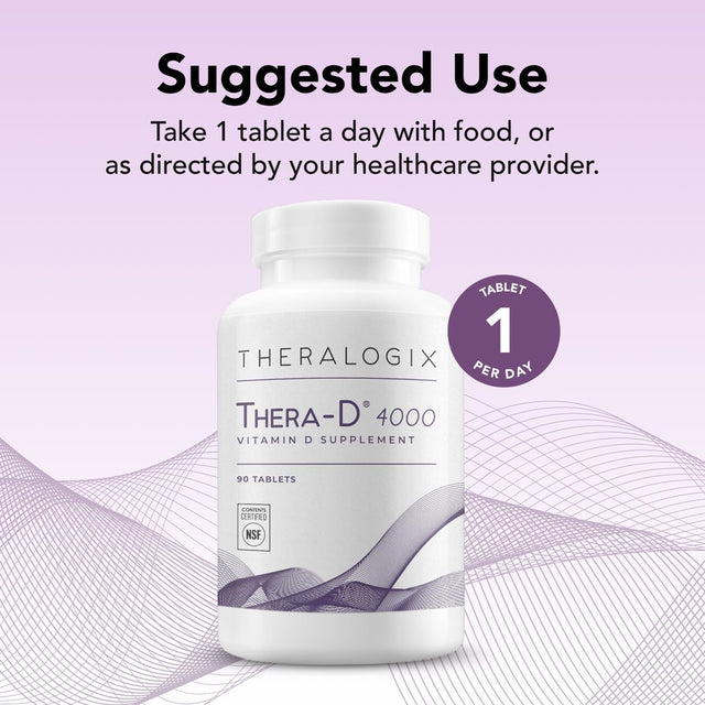 Thera-D 4000 Vitamin D Supplement | 4,000 IU Vitamin D3 Tablets - 90 Day Supply