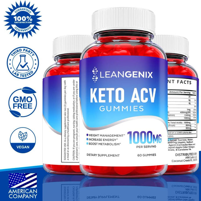 (2 Pack) Leangenix Keto ACV Gummies - Apple Cider Vinegar Supplement for Weight Loss - Energy & Focus Boosting Dietary Supplements for Weight Management & Metabolism - Fat Burn - 120 Gummies