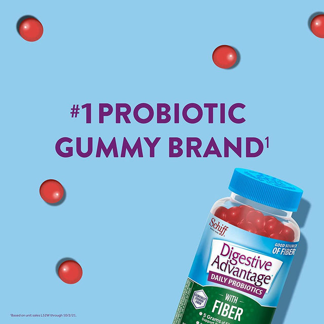 Digestive Advantage Daily Probiotic + Prebiotic Fiber, for Digestive & Immune Health, Strawberry Flavor - 60 Gummies (Pack of 3)