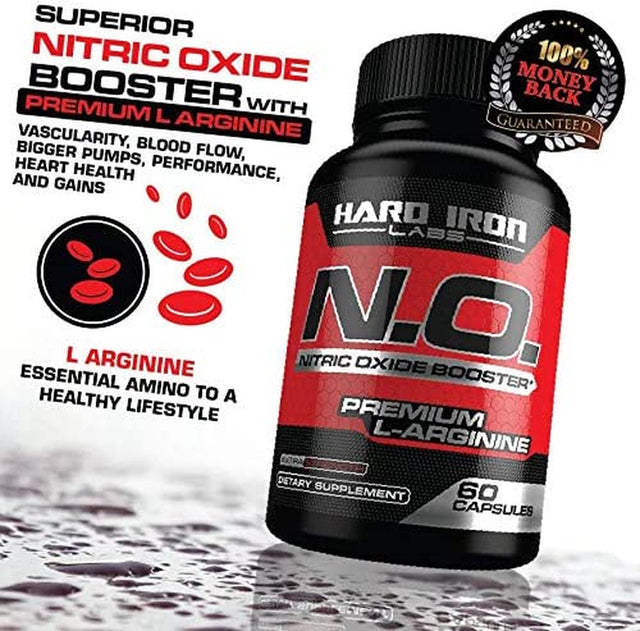 N.O. Nitric Oxide Booster with L-Arginine, L-Citrulline, Beta Alanine, AAKG - Non-Gmo, Gluten-Free, Vegan - Pre-Workout Supplement for Muscle Growth, Stamina, Energy, Pumps, Vascularity - 120 Capsules