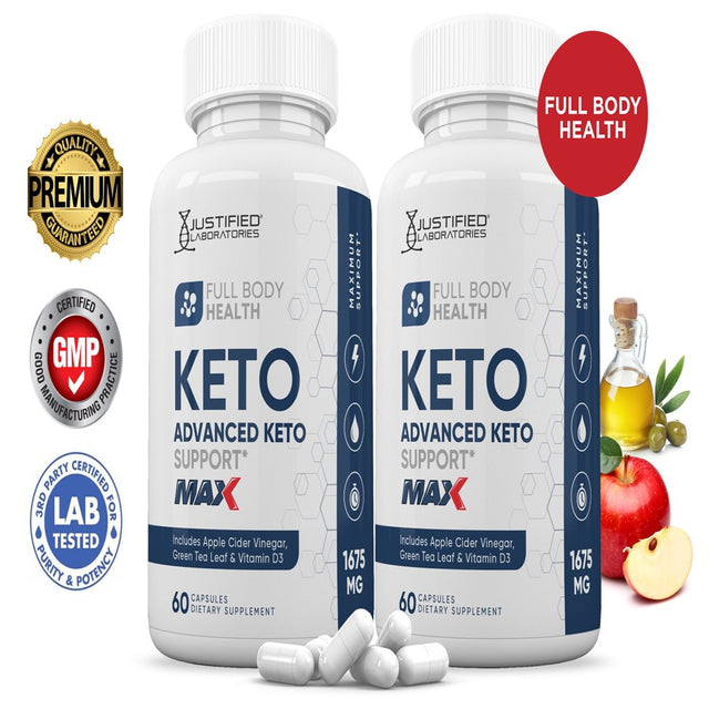 (2 Pack) Full Body Health Keto ACV MAX Pills 1675Mg Alternative to Gummies Dietary Supplement 120 Capsules