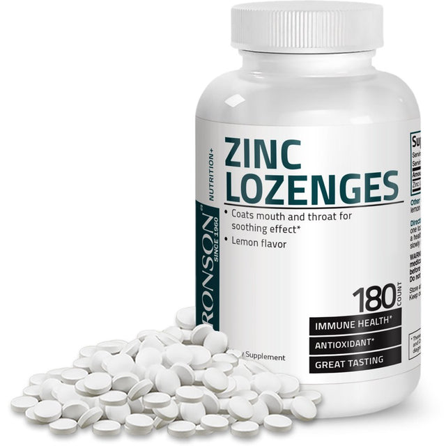 Bronson Zinc Lozenges Antioxidant & Immune Support - Lemon Flavored, 180 Lozenges