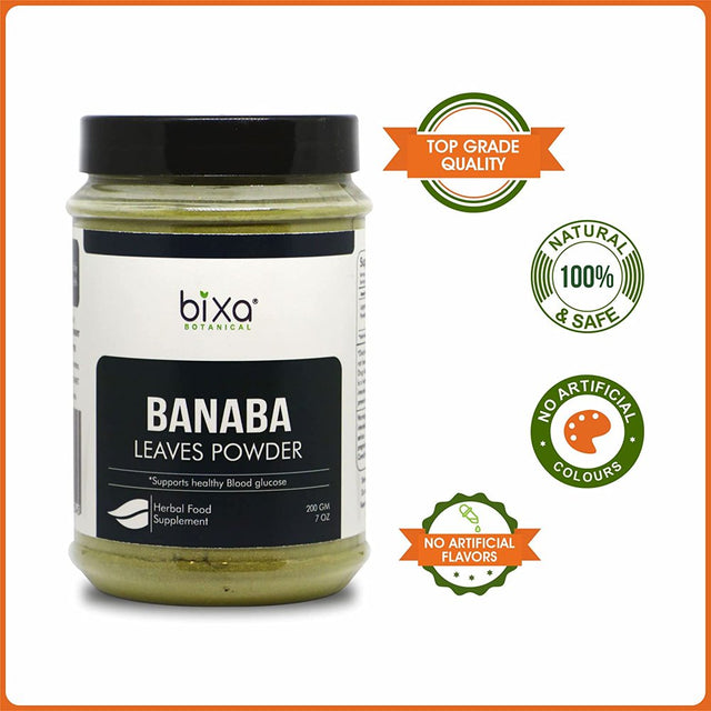 Banaba Leaf Powder 7 Oz (200G) (Lagerstroemia Speciosa), Good for Diabetes | Natural Antioxidants Supplement, Anti- Diabetic Superfood | Bixa Botanical