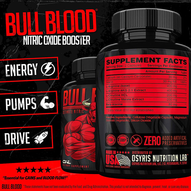 Osyris Nutrition Lab Bull Blood Stack - Bull Blood Test Booster, Bull Blood Nitric Oxide, and Bull Blood Pre Workout High Potency Endurance, Drive and Strength Boost