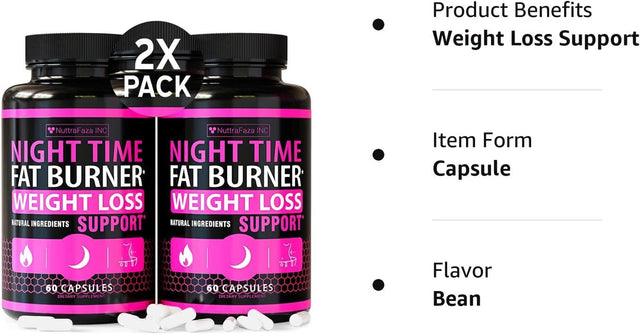 (2 Pack) Night Time Weight Loss Pills for Women Belly Fat Burner for Women - Diet Pills That Work Fast for Women - Made in USA