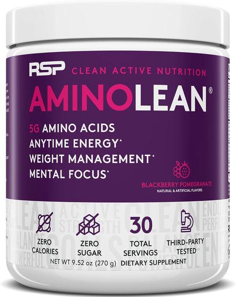 RSP NUTRITION Aminolean Pre Workout Energy (Blackberry Pomegranate 30 Servings) with Aminolean Recovery Post Workout Boost (Blood Orange 30 Servings)