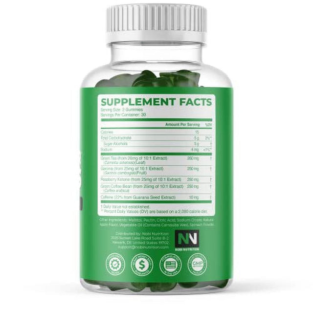 Green Tea Extract Fat Burner Gummies for Weight Loss | Supplement to Burn Stubborn Belly Fat | Appetite Suppressant for Weight Loss for Women & Men (1 Pack) by Nobi Nutrition