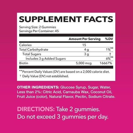 Havasu Biotin Gummies | 5000Mcg Biotin Gummies for Women | Hair, Skin & Nails Supplement, 90Ct