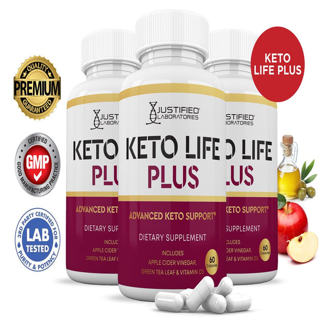 (3 Pack) Keto Life plus Keto ACV Pills 1275Mg Dietary Supplement 180 Capsules