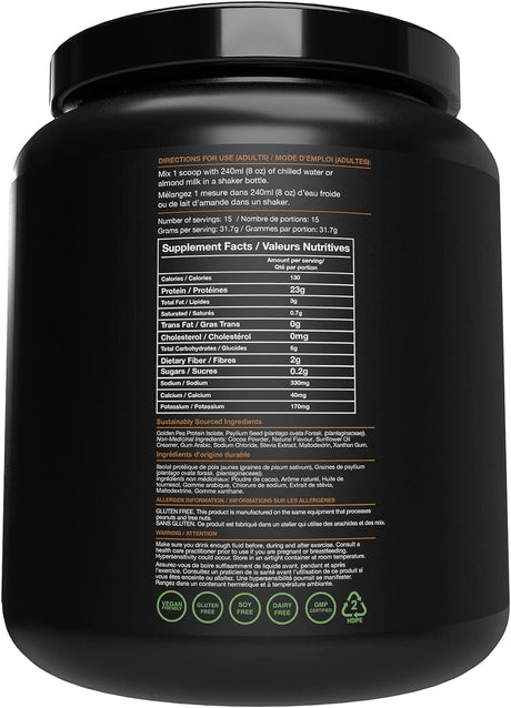 BLESSED Vegan Protein Powder - Plant Based Protein Powder Meal Replacement Protein Shake, 23G of Pea Protein Powder, Dairy Free, Gluten Free, Soy Free, No Sugar Added, 15 Servings (Chocolate Coconut)