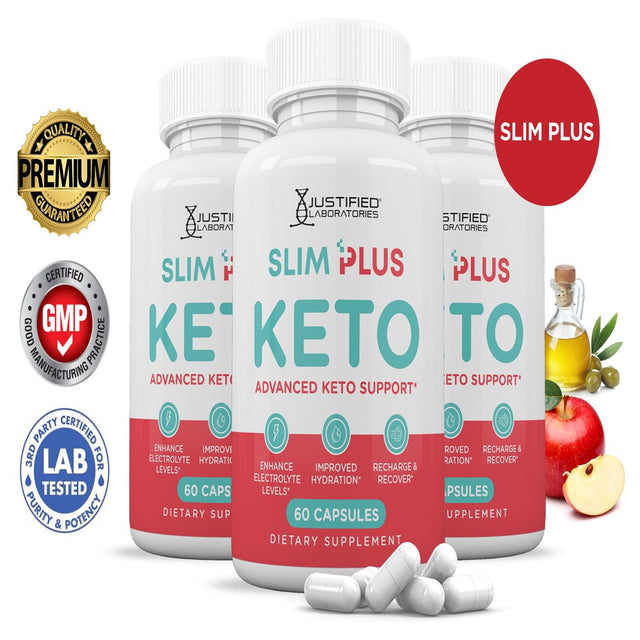 (3 Pack) Slim plus Keto ACV Pills 1275Mg Alternative to Gummies Dietary Supplement 180 Capsules