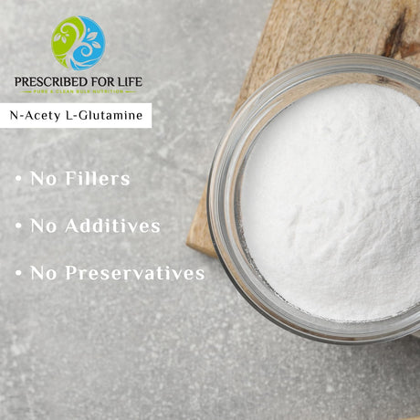 Prescribed for Life N Acetyl L Glutamine Powder | Pure L-Glutamine Amino Acids Supplement for Gut Health & Muscle Recovery | Gluten Free, Vegan, Kosher, Non GMO (4 Oz / 113 G)