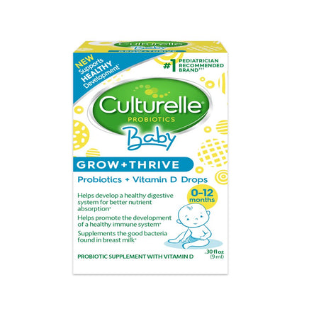 Culturelle Baby Immune & Digestive Support Probiotic + Vitamin D Drops for Babies (0-12 Months), Gluten Free, Non-Gmo, 9 Ml