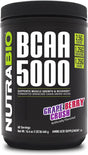 Nutrabio BCAA 5000 Powder - Vegan Fermented Bcaas - Supports Lean Muscle Growth, Recovery, Endurance - Zero Fat, Sugar, and Carbs - 60 Servings - Grape Berry Crush