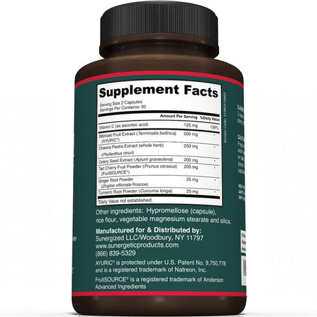 Premium Uric Acid Support Supplement - Uric Acid Cleanse & Kidney Support - Includes Tart Cherry, Chanca Piedra, Celery Extract & Turmeric - Uric Acid Support Formula - 60 Veggie Capsules