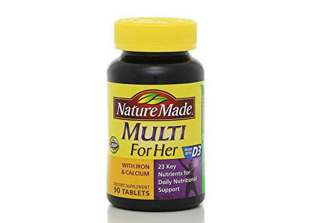 Nature Made, Multi for Her with Iron and Calcium, 90-Count Tablets (Pack of 2)