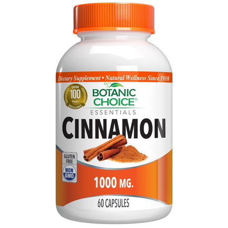 Botanic Choice Cinnamon 1000 Mg. Blood Sugar Herbal Supplement, 60 Capsules