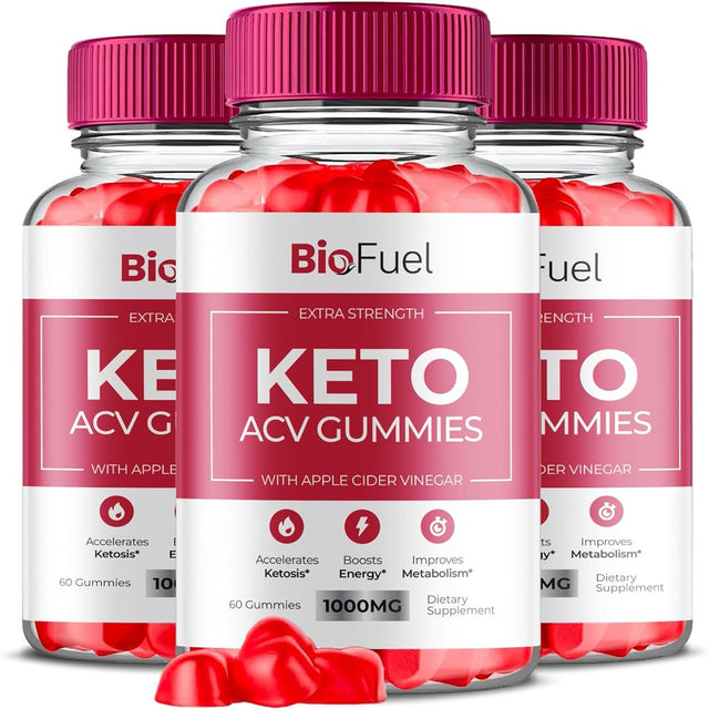 (3 Pack) Biofuel Keto ACV Gummies - Apple Cider Vinegar Supplement for Weight Loss - Energy & Focus Boosting Dietary Supplements for Weight Management & Metabolism - Fat Burn - 180 Gummies