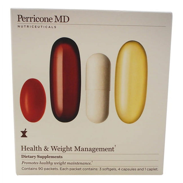 Health & Weight Management Supplement by Perricone MD for Unisex - 90 Packets 3 Softgels, 4 Capsules, 1 Caplet