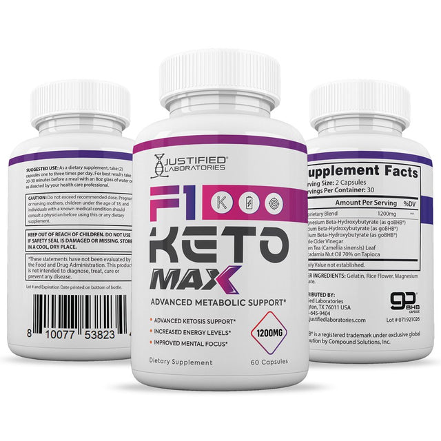 (5 Pack) F1 Keto ACV MAX Pills 1675Mg Alternative to Gummies Dietary Supplement 300 Capsules