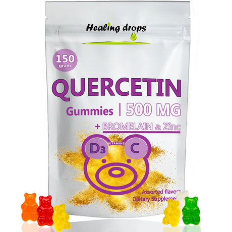 Healing Drops Quercetin with Bromelain Gummies - Vitamin C + Zinc + Vitamin D3