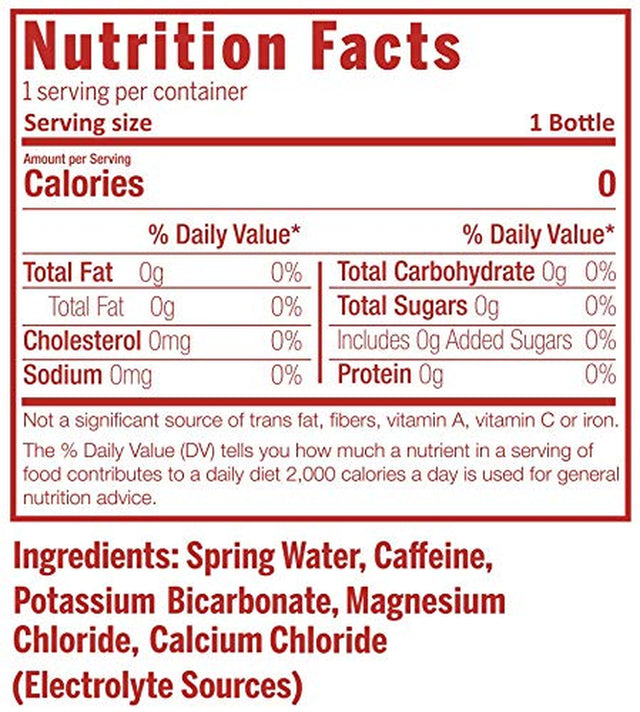 Cafeina - Caffeine Infused Spring Water with Electrolytes, 12 Pack, Natural Energy Boost with Zero Sugar or Calories, Ph Balanced. Pre-Workout Boost and Post-Workout Recovery