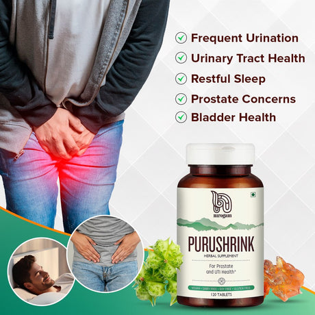 Nirogam'S Purushrink Herbal Tablets for Men Prostate | Bladder Control Ayurveda Formula 120 Tablets