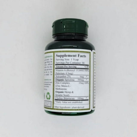 (Pack-2) Green Organic Supplements Vitamin B12 & Folic Acid, 1000Mcg, 90 Vcaps, Hand Made, Vegan, Non-Gmo, & Gluten Free, and the Integrity of Skin, Hair & Liver