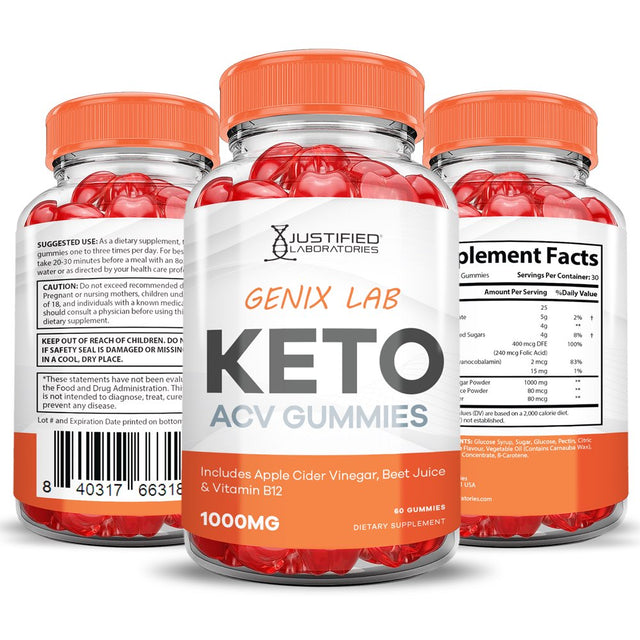 (3 Pack) Genix Lab Keto ACV Gummies 1000MG Dietary Supplement 180 Gummys