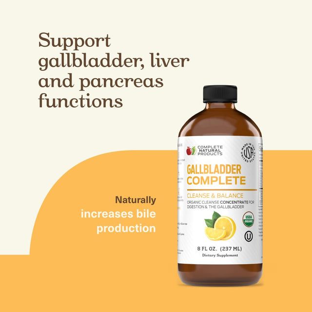 Complete Natural Gallbladder Complete - Liquid Supplement for Gallbladder Support, Liver Cleanse, and Digestive Health with Apple Cider Vinegar, Turmeric, Beet, Digestive Enzymes, Milk Thistle - 8Oz