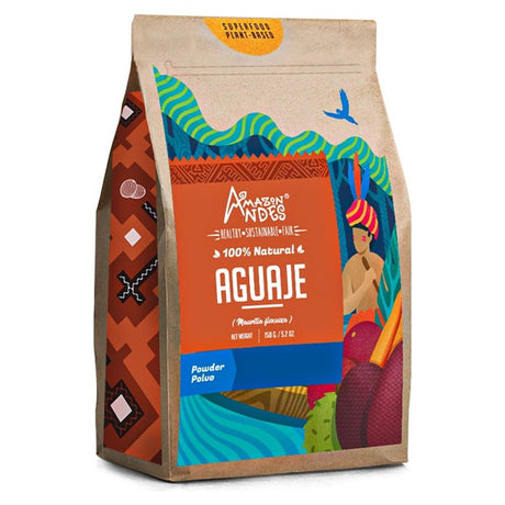 Amazon Andes Aguaje Fruit Powder - 100% Natural - Buriti Wild Harvested in Peru - Support Menstrual Disorder - Non-Gmo Allegen-Free & Vegan - Halal - Contains Phytoestrogens - 5.2 Ounce (40 Servings)