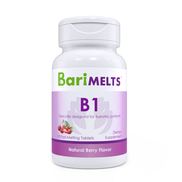 Barimelts Bariatric Vitamin B1 for Brain, Energy and Metabolism Support, 90 Fast-Dissolving Tablets, Post Weight Loss Surgery Patients, Berry Flavored Dietary Supplements