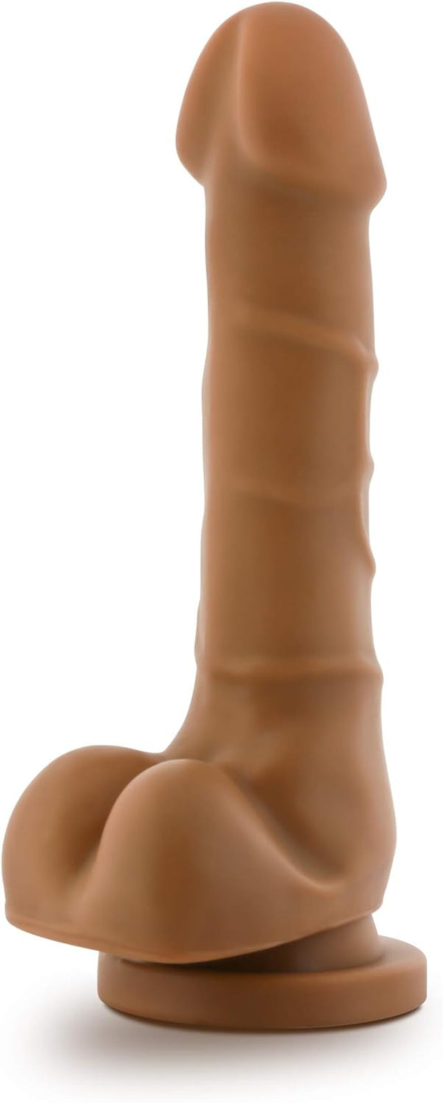 Blush Dr. Skin 7 3/4 Inch Soft Slim Shaft Beginners Fragrance Free Realistic Basic 7 Dildo with Prominent Head - Suction Cup Harness Compatible Adult Toys - Sex Toy for Women Men Couples - Mocha